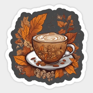 Autumn fall cappuccino coffee peaceful design Sticker